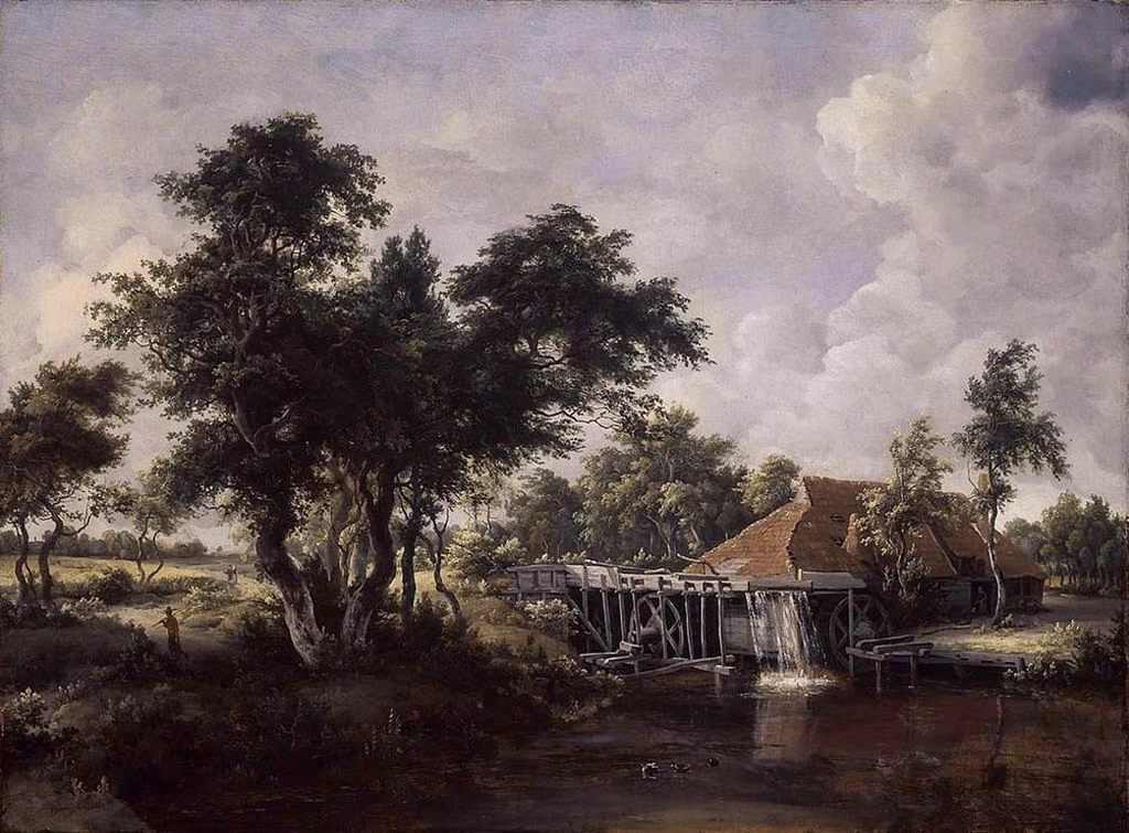 Paesaggio boscoso con mulino ad acqua - 1662